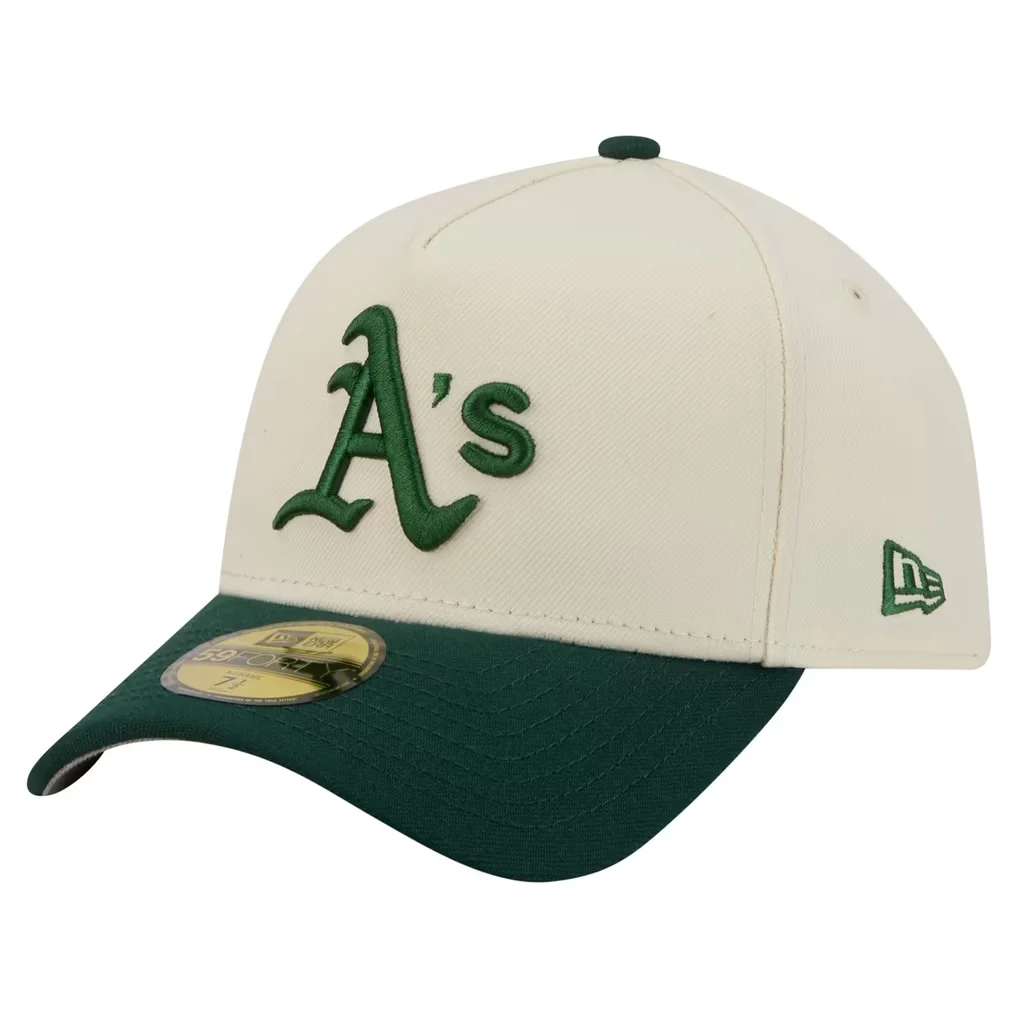 Athletics New Era Chrome A-Frame 59FORTY Fitted Hat - Cream – Photo 1 of 5