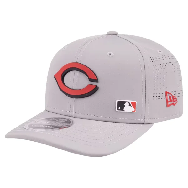 Cincinnati Reds New Era Laser Perforated 9SEVENTY Adjustable Hat - Gray