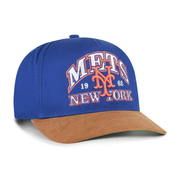 New York Mets '47 Cooperstown Break Wood Suede Hitch Adjustable Hat - Royal/Brown