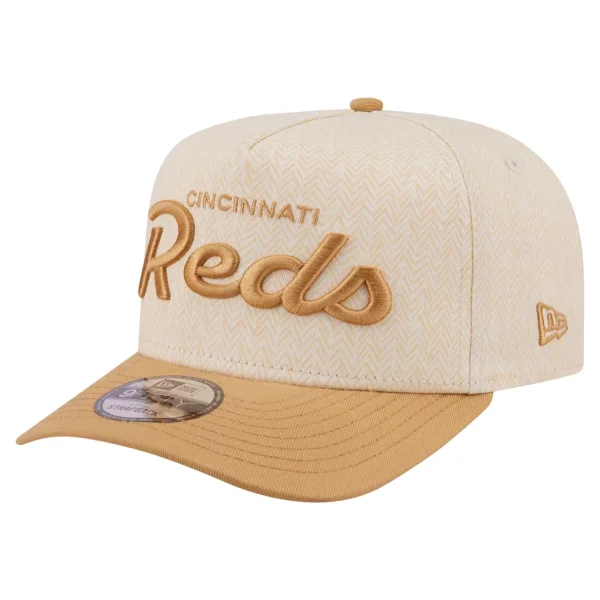 Cincinnati Reds New Era Herringbone 9FIFTY A-Frame Snapback Hat - Cream