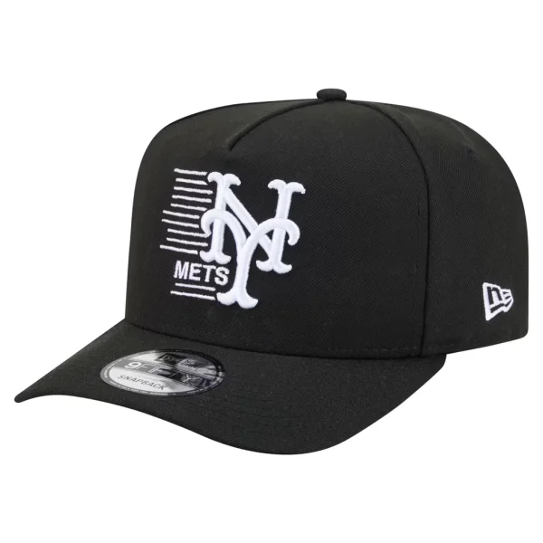 New York Mets New Era Motion A-Frame 9FIFTY Snapback Hat - Black