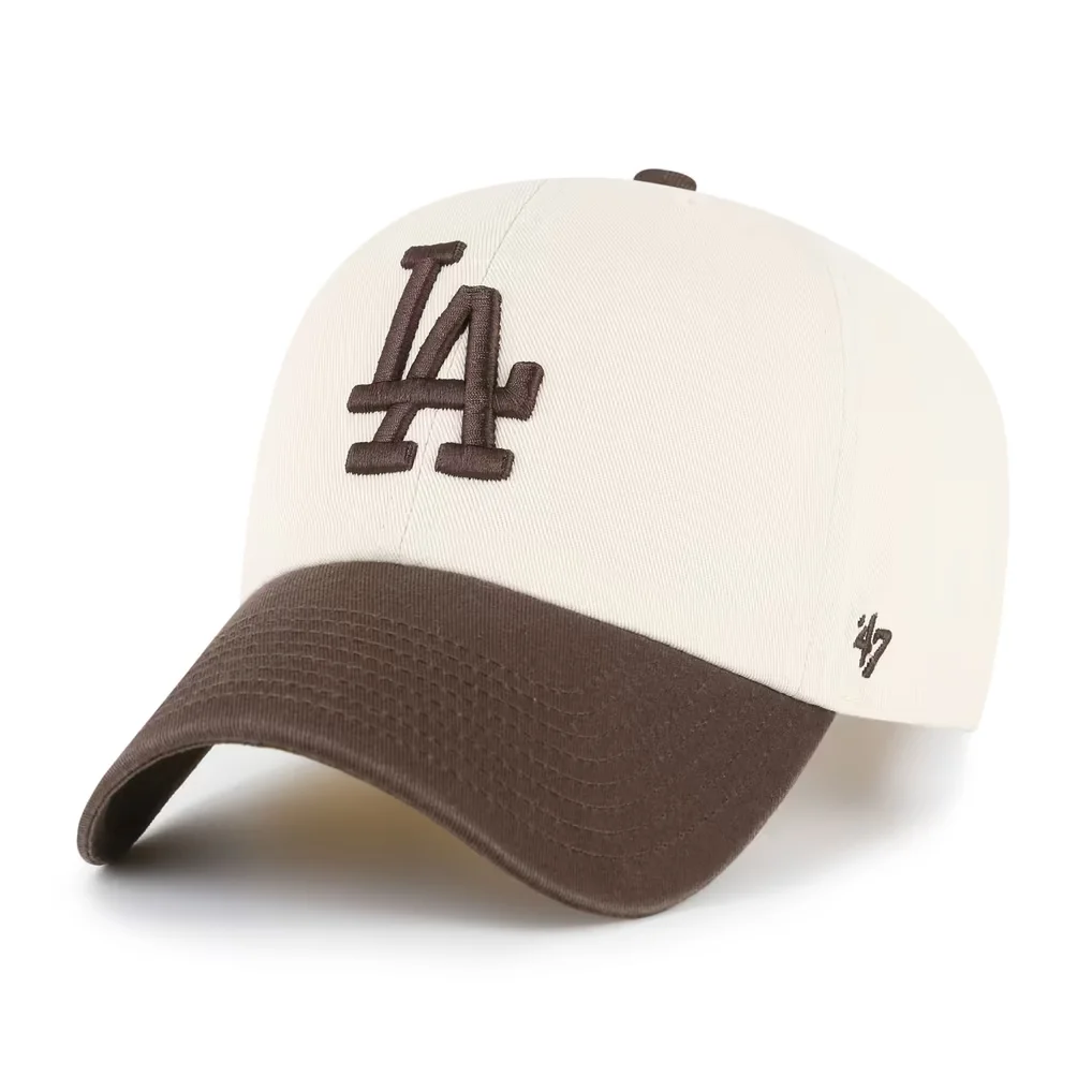 Los Angeles Dodgers '47 Unisex Two-Tone Fashion Clean Up Adjustable Hat - Natural/Brown – Photo 1 of 2