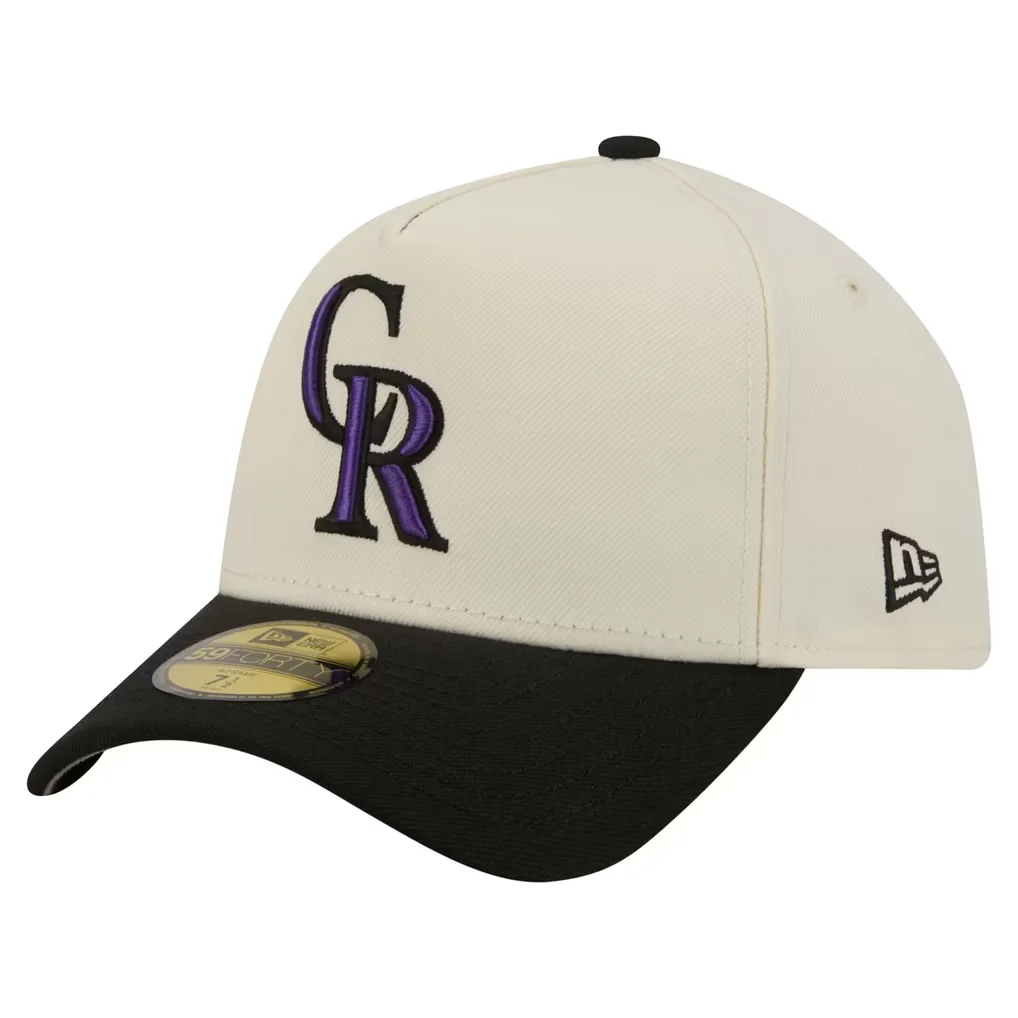 Colorado Rockies New Era Chrome A-Frame 59FORTY Fitted Hat - Cream – Photo 1 of 6
