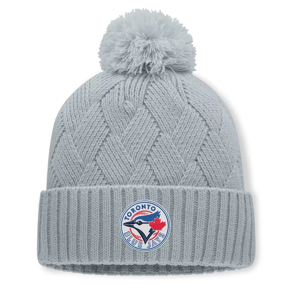 Toronto Blue Jays Fanatics Women's Shifted Knit Hat with Pom - Gray – Photo 1 of 2
