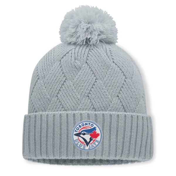 Toronto Blue Jays Fanatics Women's Shifted Knit Hat with Pom - Gray