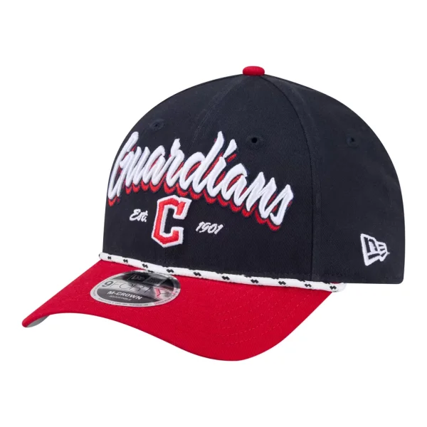 Cleveland Guardians New Era Team Loyal 9FORTY M-Crown Adjustable Hat - Navy/Red